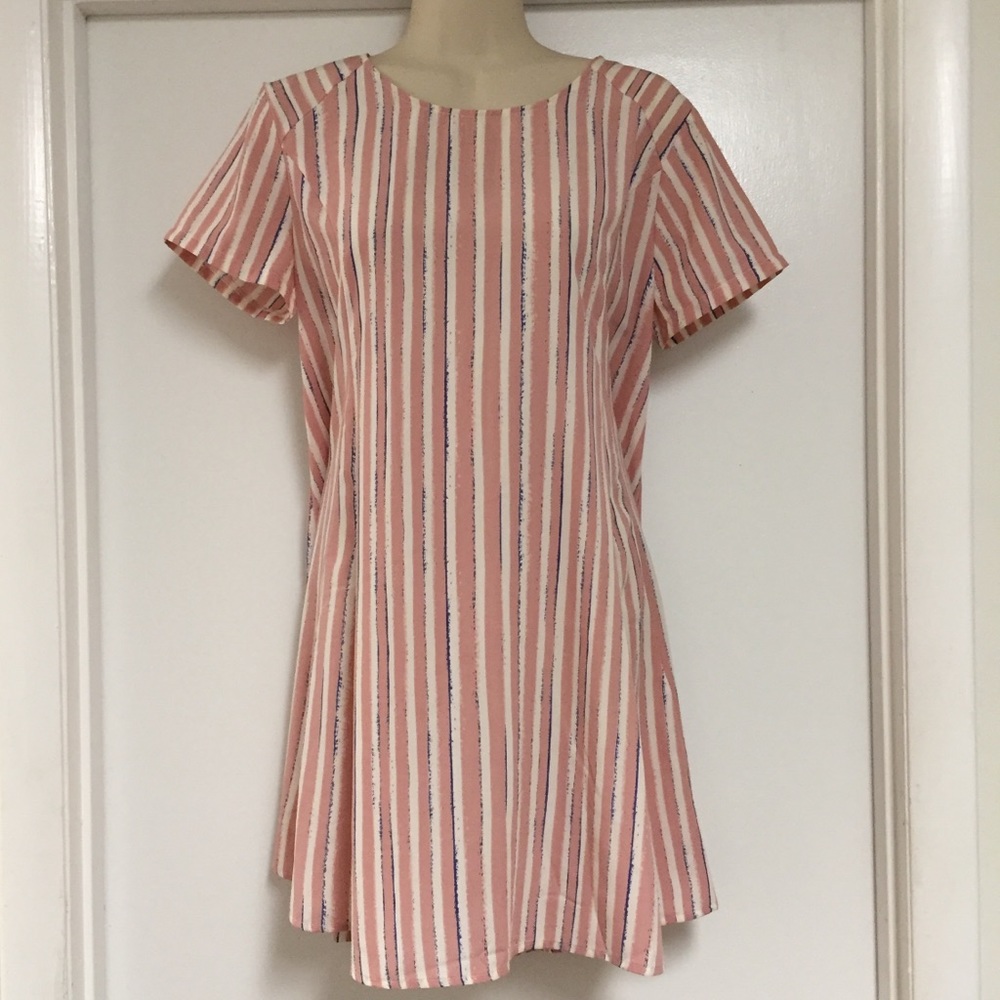 Light pink, navy blue, white striped Lush dress ✨